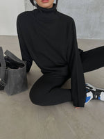 Încărcați imaginea în vizualizatorul Galerie, Compleu tricot cu pantaloni stramti #black
