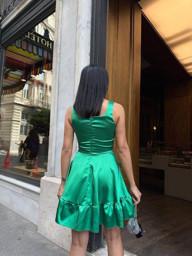 Rochie satin #green