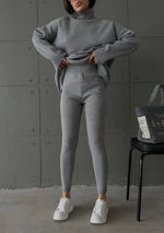 Încărcați imaginea în vizualizatorul Galerie, Compleu tricot cu pantaloni stramti #grey
