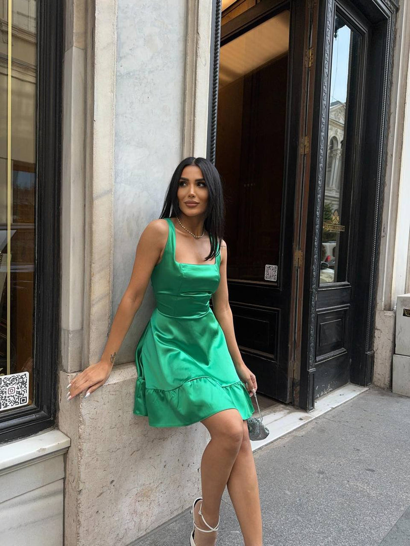 Rochie satin #green