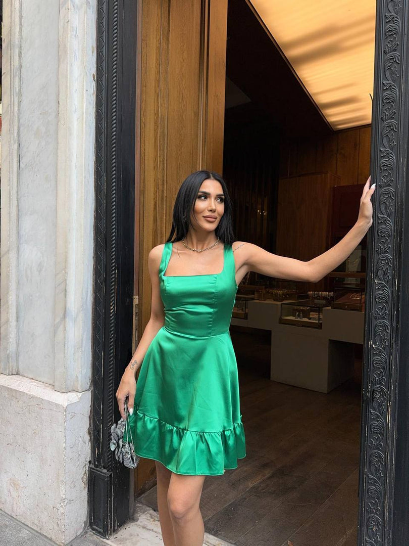 Rochie satin #green