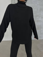 Încărcați imaginea în vizualizatorul Galerie, Compleu tricot cu pantaloni stramti #black