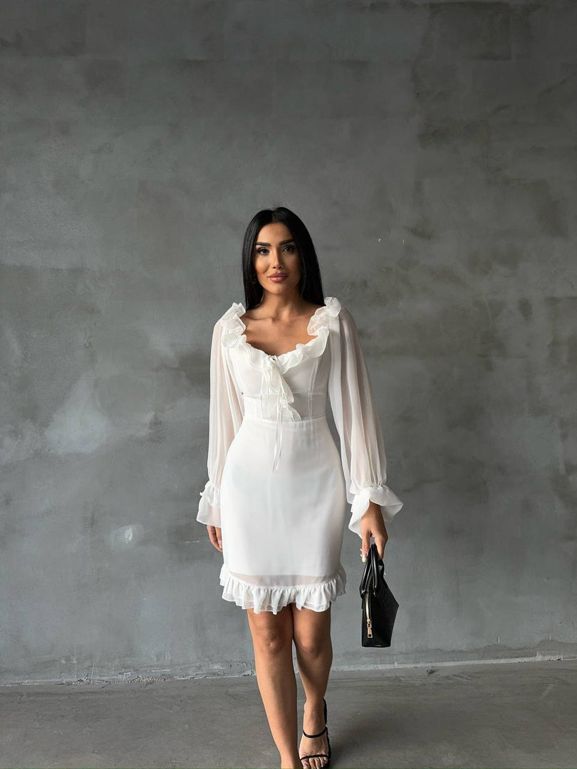 Rochie Leah volanas #white