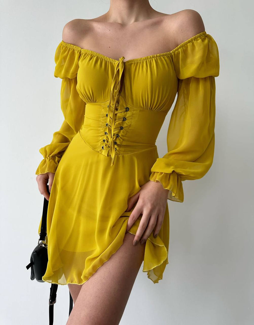 Rochie corset cu siret #yellow