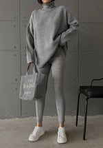 Încărcați imaginea în vizualizatorul Galerie, Compleu tricot cu pantaloni stramti #grey