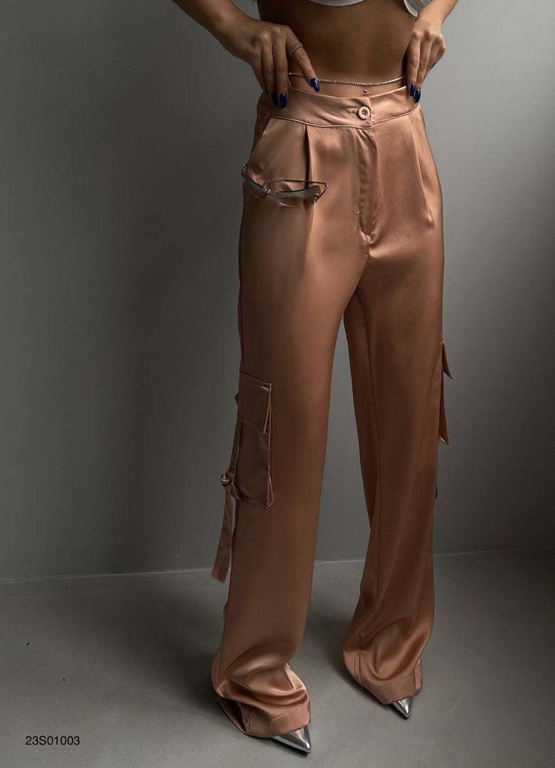 Pantaloni satinati #rosegold