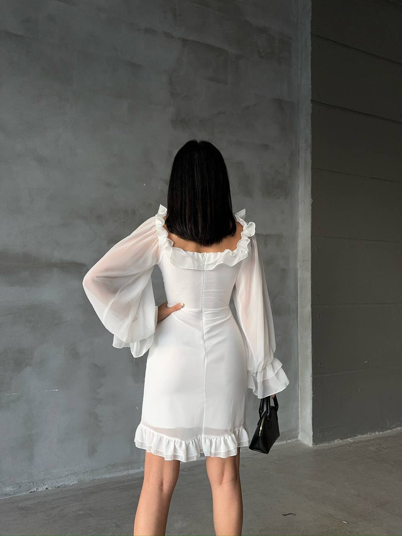 Rochie Leah volanas #white