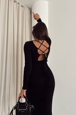 Încărcați imaginea în vizualizatorul Galerie, Rochie tricot siret Black