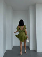 Încărcați imaginea în vizualizatorul Galerie, Rochie satin #olive